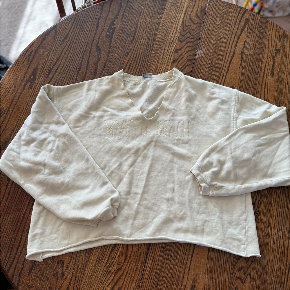 Pale Yellow Myrtle Beach Oversized Crop Sweatshirt